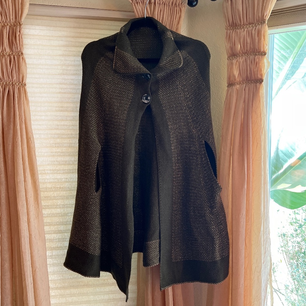 Olive Green Knit Sweater Cape